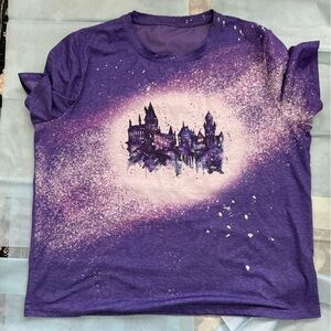 Purple Bleach-Dye Hogwarts Tee